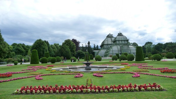 Gardens with the palm house in the background