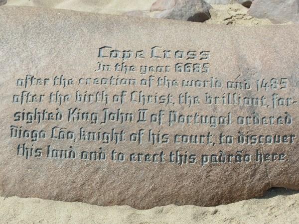 the explanatory inscription at Cape Cross