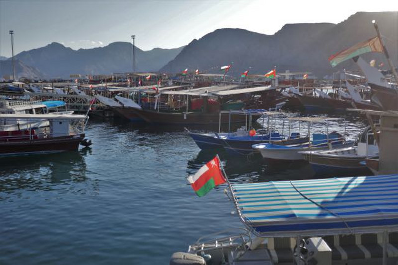at the day's end: dhows in Khasab port