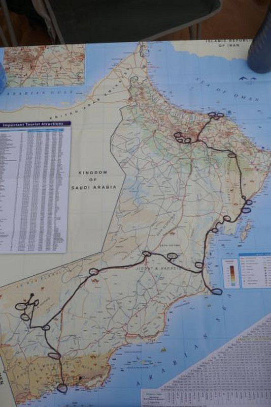 map of Oman showing our route