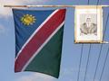the counterbalancing flag and photo for Namibia's president