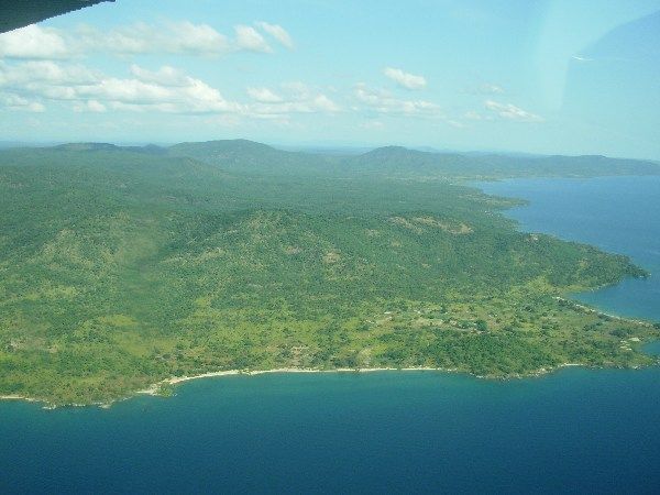 view of our local lookout hill from above Lake Malawi