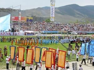 more colour parading at the opening ceremony for Naadam