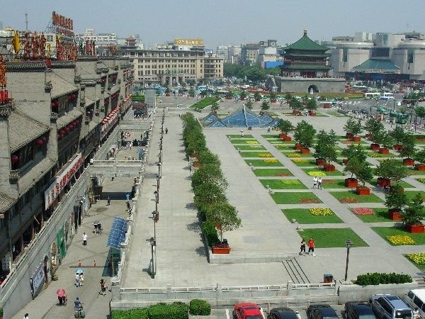 Xi'an's Bell Tower Square from the Drum Tower