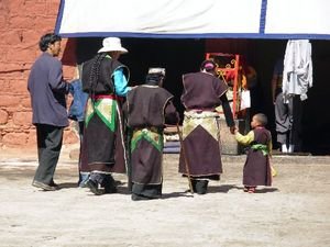 Tibetan pilgrims outside the Ramoche Temple, Lhasa