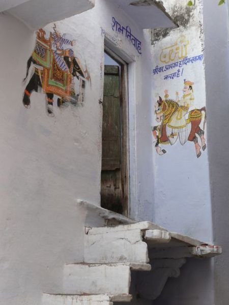 decorations on a house in the Lal Ghat area