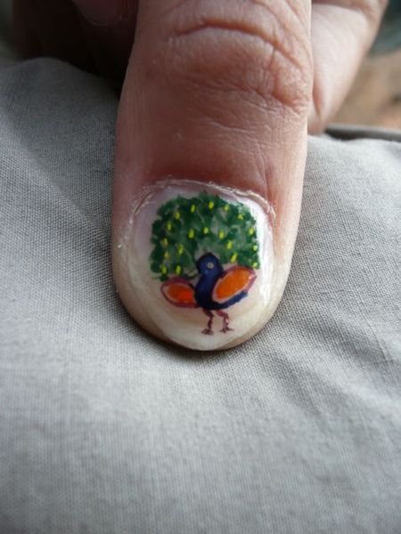 peacock nail design by Piku the miniature-painter
