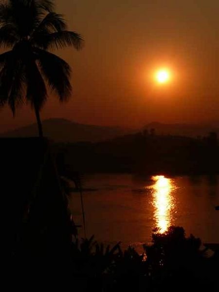 sunset over Thailand, across the Mekong