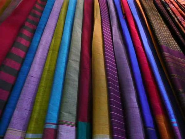 silks on sale at the Russian market