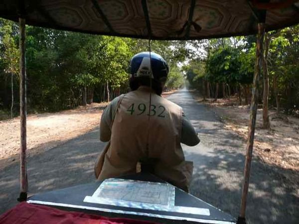 our tuktuk on the road around the Grand Circuit of the Angkor ruins