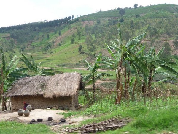 grass-roofed house near the Burundian border