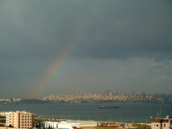 rainbow over central Beirut