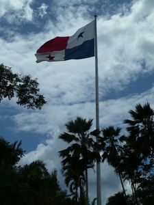 Panamanian flag at the top of  Cerro Ancón
