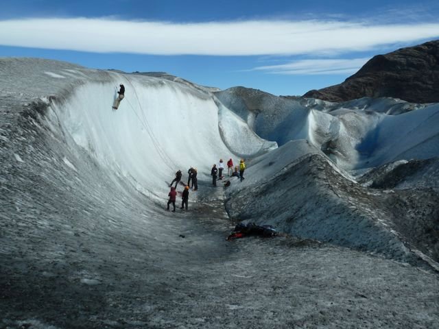 ice-climbers on the Viedma Glacier