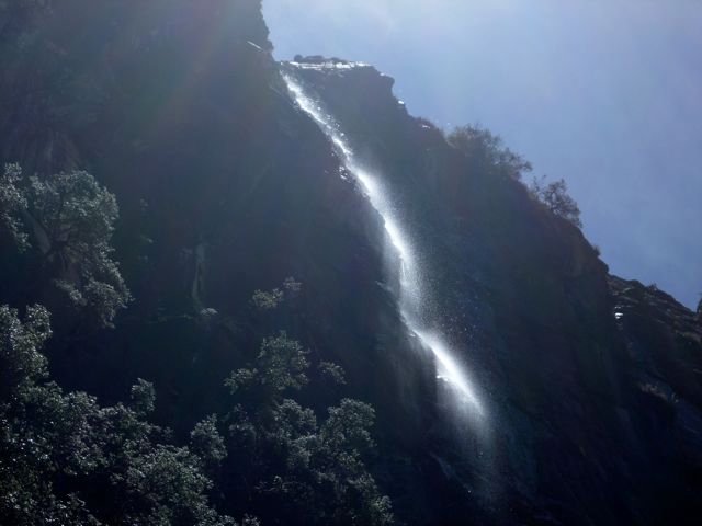 sun-bright waterfall