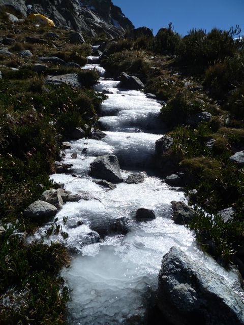 frozen stream at base camp