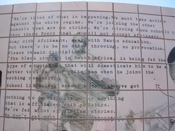 detail from the memorial to the Soweto uprising