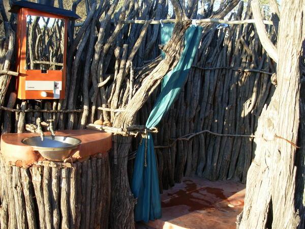 the shower at Okonjima campsite