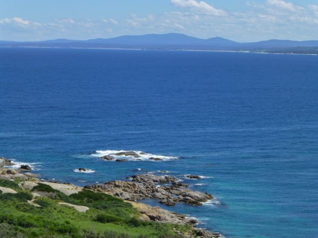 view across to the mainland from the lighthouse, Montague Island