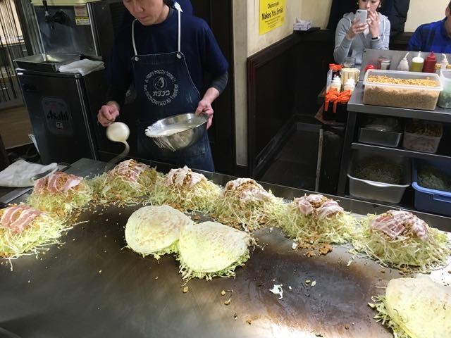 okonomiyaki in the making, Hiroshima