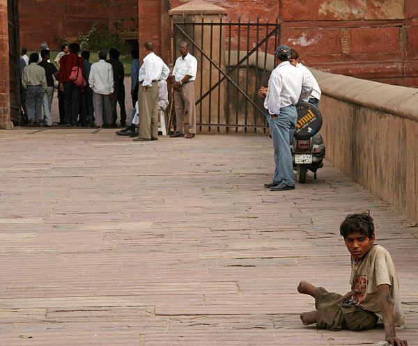 Crippled beggar at Agra Fort