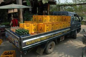 a truck stocked up with our favourite beer - Beer Lao