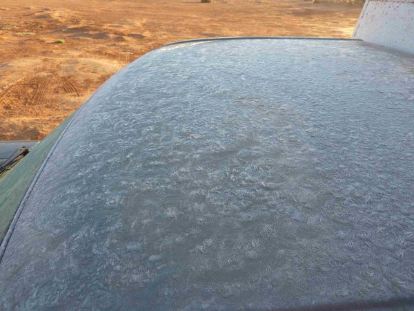 Ice on the roof of the Nissan