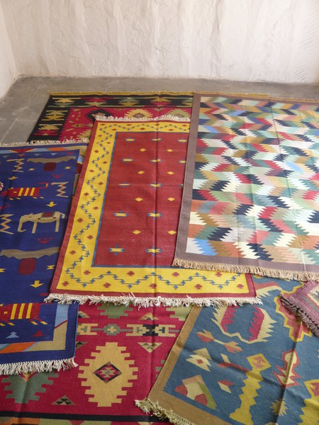 The colourful finished rugs