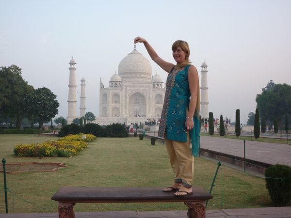 Tara picking up the Taj