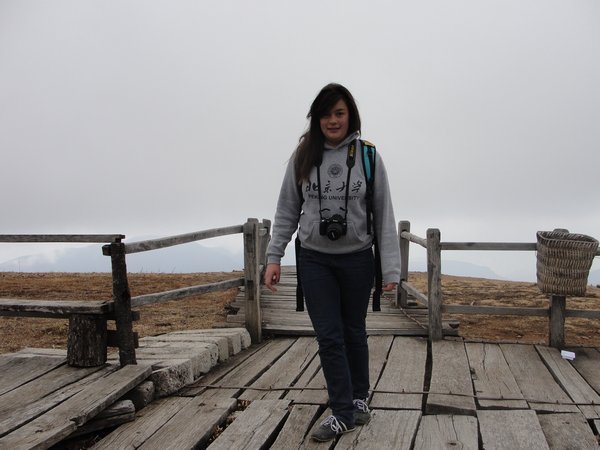 monica at the foggy viewpoint