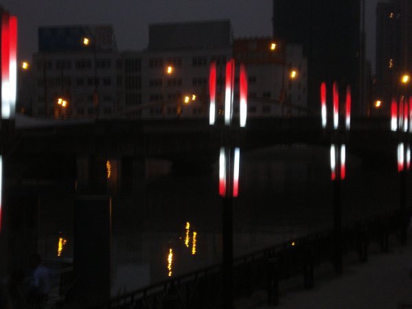 Scenic color changing lights along Suzhou creek
