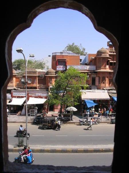 The market in the Pink City through the palace window.