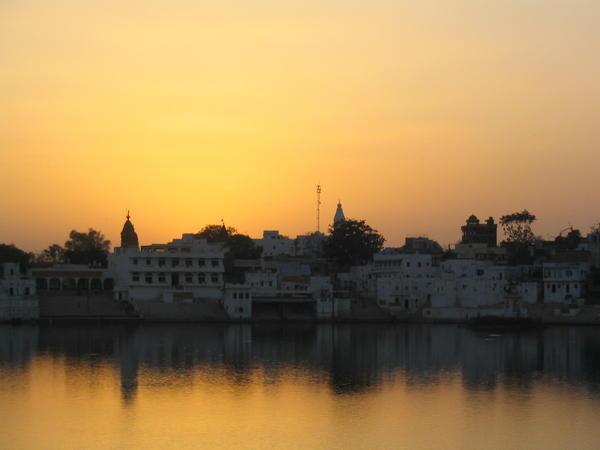 Sunset over the lake in Pushkar
