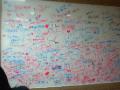 The board in Jess' room covered in notes from students