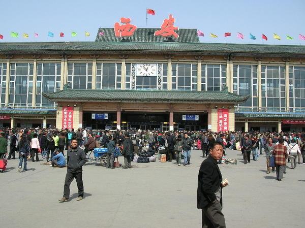 Outside Xian train station