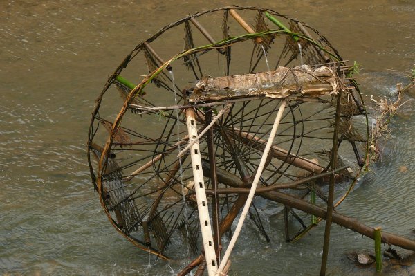 Organic waterwheel. Many dot the vast plains to water rice fields