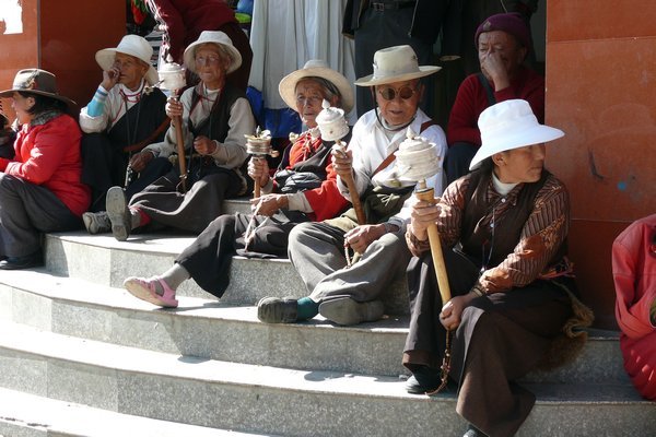 Spin a little prayer for you...grand old folk at Lithang