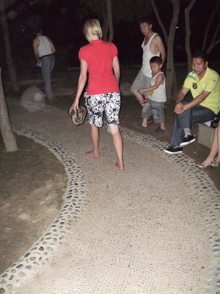 Chinese walking path for foot massage...very painful!