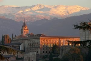 Alhambra with a snowy Sierra backdrop