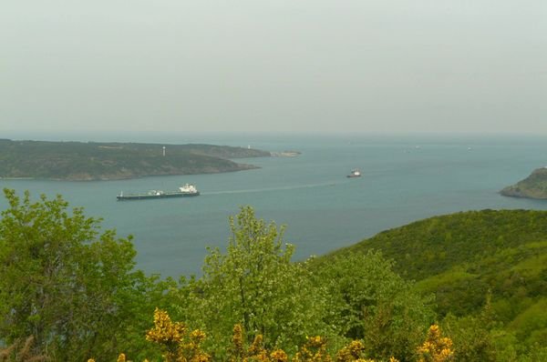 Supertanker at the Black sea entry to the Bosphorus 
