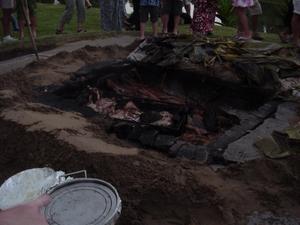 The oven that the meat was cooked in all day