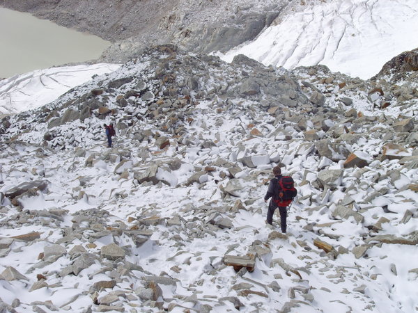 Hike back to base camp from high camp