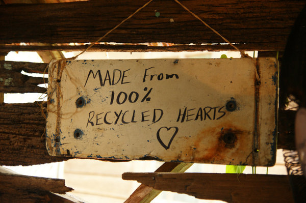 made from 100% recycled hearts