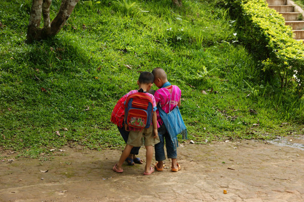 Karen kids at school in jungle