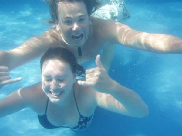 Dan and Emma underwater shot with Dan's new camera in Lynda's lovely pool