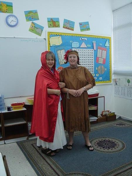 Cate and Pauline at school