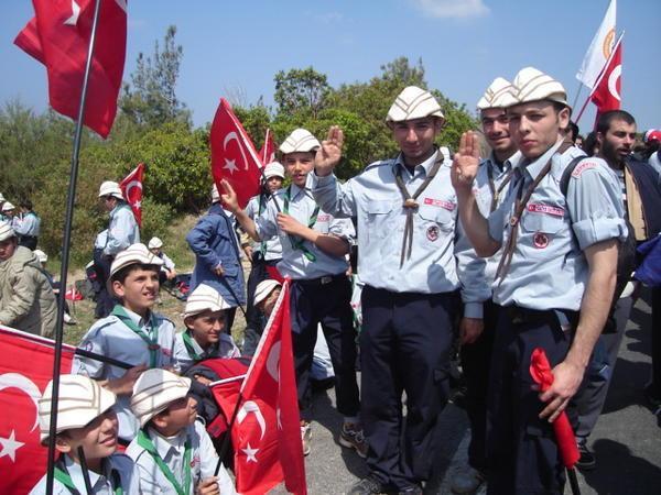 Turkish scouts lined the road
