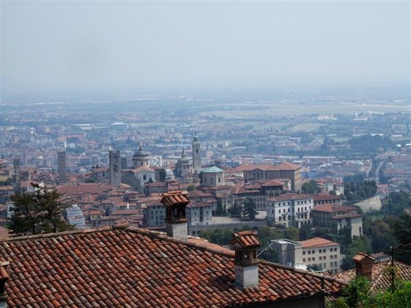 View over Bergamo Citta Alta to Citta Bassa (lower city)