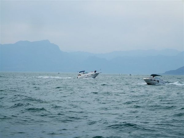 Crazy speed boats on lake Garda
