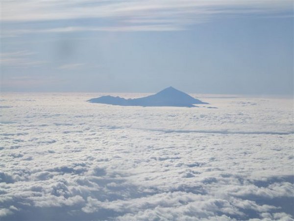 Tenerife peaking through clouds